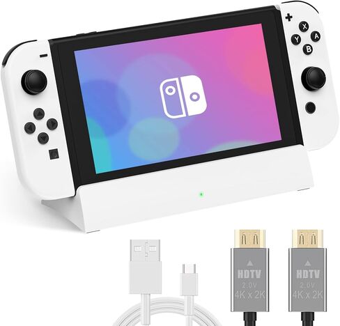 قاعدة شحن للتلفزيون من رانتوجول لجهاز سويتش، حامل شاحن OLED محمول يدعم مخرج HDMI 4K، بديل لقاعدة نينتندو سويتش الرسمية، قاعدة سويتش مع كابل نوع سي وHDMI in Kuwait