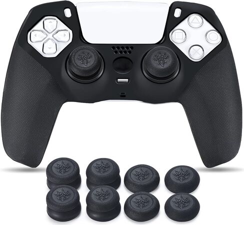 YoRHa Studded Silicone Cover Skin Case for PS5 Controller x 1(Camouflage Blue) with Pro Thumb Grips x 10 in Kuwait