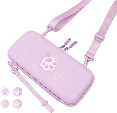 Carrying Case for Nintendo Switch Lite Portable Travel Bag - Cute Paw Ice Cream Ultra Slim Hard Protective Storage Cover Accessories - With 8 Game Cards Slot & 2 Removable Strap & 4 Thumb Grip in Saudi Arabia