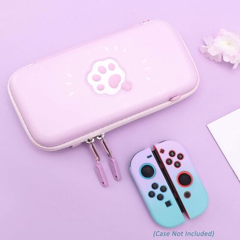 Carrying Case for Nintendo Switch Lite Portable Travel Bag - Cute Paw Ice Cream Ultra Slim Hard Protective Storage Cover Accessories - With 8 Game Cards Slot & 2 Removable Strap & 4 Thumb Grip in Saudi Arabia