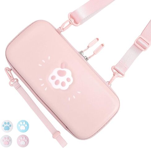 Carrying Case for Nintendo Switch Lite Portable Travel Bag - Cute Paw Ice Cream Ultra Slim Hard Protective Storage Cover Accessories - With 8 Game Cards Slot & 2 Removable Strap & 4 Thumb Grip in Saudi Arabia