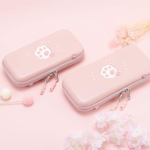 Carrying Case for Nintendo Switch Lite Portable Travel Bag - Cute Paw Ice Cream Ultra Slim Hard Protective Storage Cover Accessories - With 8 Game Cards Slot & 2 Removable Strap & 4 Thumb Grip in Saudi Arabia