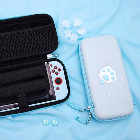 Carrying Case for Nintendo Switch Lite Portable Travel Bag - Cute Paw Ice Cream Ultra Slim Hard Protective Storage Cover Accessories - With 8 Game Cards Slot & 2 Removable Strap & 4 Thumb Grip in Saudi Arabia