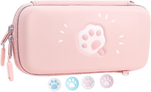 Carrying Case for Nintendo Switch Lite Portable Travel Bag - Cute Paw Ice Cream Ultra Slim Hard Protective Storage Cover Accessories - With 8 Game Cards Slot & 2 Removable Strap & 4 Thumb Grip in Saudi Arabia