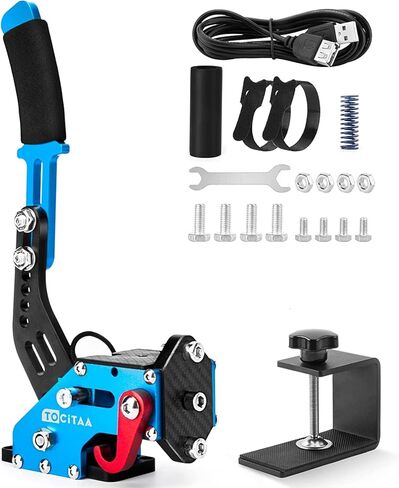 64 Bit USB Handbrake, Upgraded PC Sim Racing Games Handbrake for Logitech G25 G27 G29 G920 G923 Thrustmaster T500 T300, with Hall Sensor, with Clamp & 2m Cable, Blue in Saudi Arabia