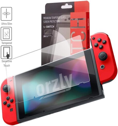 حزمة ملحقات Orzly Switch - حقيبة حمل لوحدة تحكم Nintendo Switch، واقيات شاشة من الزجاج المقوى، كابل شحن USB، حقيبة ألعاب Switch، حقيبة قبضة مريحة وسماعات الرأس - POKE in Kuwait