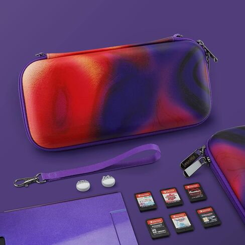 حقيبة حمل Playvital لجهاز Nintendo Switch & Switch OLED، حقيبة تخزين محمولة وحقيبة سفر وحقيبة صلبة واقية لوحدة التحكم Switch مع أغطية قبضة الإبهام و10 فتحات لبطاقات الألعاب - دوامة فضية in Kuwait