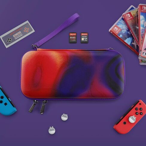 حقيبة حمل Playvital لجهاز Nintendo Switch & Switch OLED، حقيبة تخزين محمولة وحقيبة سفر وحقيبة صلبة واقية لوحدة التحكم Switch مع أغطية قبضة الإبهام و10 فتحات لبطاقات الألعاب - دوامة فضية in Kuwait