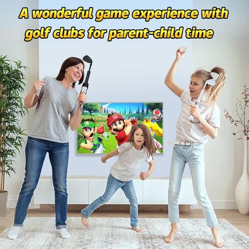 Trconk Golf Clubs 2 Pack Compatible with Nintendo Switch Joy-con, Switch Golf Game for Mario Golf Super Rush, Adjustable Controller Handle Grips Accessories with Wrist Strap in Saudi Arabia