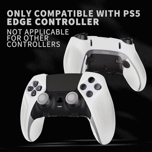 PlayVital Ninja Edition Glow in Dark Anti-Slip Half-Covered Silicone Cover Skin for ps5 Edge Controller, Ergonomic Protector Soft Rubber Case for ps5 Edge Wireless Controller with Thumb Grips - Green in Kuwait