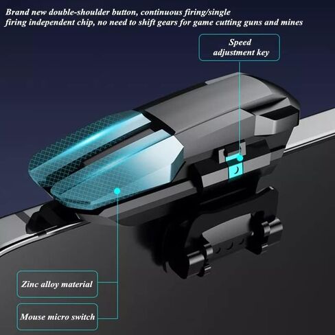 TEKTURN Rechargeable Auto Trigger Joystick for Mobile Gaming - 50 Shots/Sec, L1R1 Shoot, Sensitive External Controller for PUBG, Fortnite, and More - Compatible with Android & iOS Phones in Kuwait