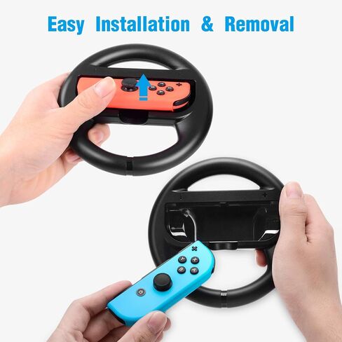 عجلة القيادة ومقابض Beastron Racing Games المتوافقة مع Switch، وعجلة القيادة ومقابض Joy-Con، باللون الأسود، 4 قطع in Kuwait