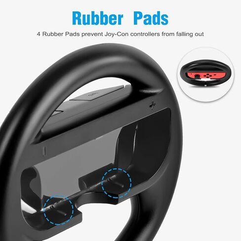 عجلة القيادة ومقابض Beastron Racing Games المتوافقة مع Switch، وعجلة القيادة ومقابض Joy-Con، باللون الأسود، 4 قطع in Kuwait