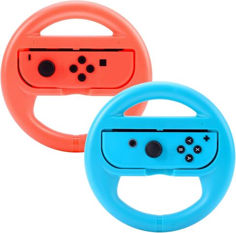 عجلة القيادة ومقابض Beastron Racing Games المتوافقة مع Switch، وعجلة القيادة ومقابض Joy-Con، باللون الأسود، 4 قطع in Kuwait