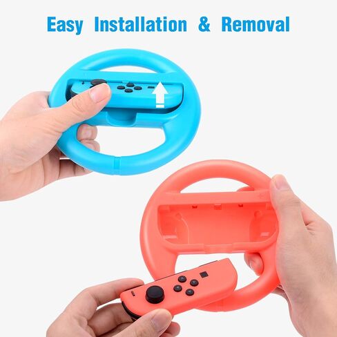 عجلة القيادة ومقابض Beastron Racing Games المتوافقة مع Switch، وعجلة القيادة ومقابض Joy-Con، باللون الأسود، 4 قطع in Kuwait