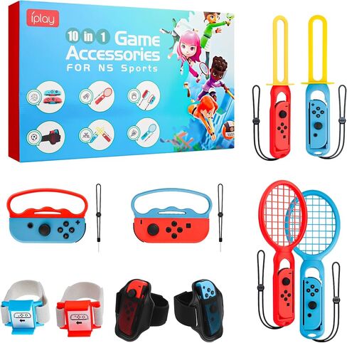 مجموعة ملحقات الألعاب الرياضية 10 في 1، حزمة ملحقات FUNDAIRY لجهاز Nintendo Switch وSwitch OLED Joycon Controller مع حزام الساق، وحزام المعصم، والمضرب، وسيف اللعبة وقبضة اليد in Saudi Arabia