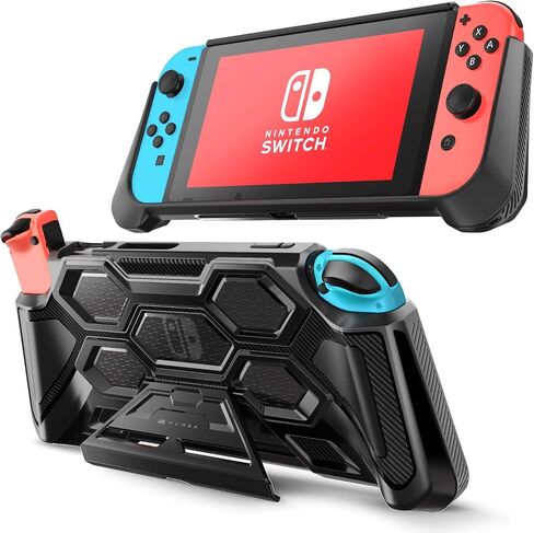 Mumba Protective Case for Nintendo Switch 1 (2017 Release), [Battle Series] [Built-in Kickstand] Heavy Duty Grip Cover for Nintendo Switch Console with Comfort Padded Hand Grips (Black) in Kuwait