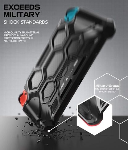 Mumba Protective Case for Nintendo Switch 1 (2017 Release), [Battle Series] [Built-in Kickstand] Heavy Duty Grip Cover for Nintendo Switch Console with Comfort Padded Hand Grips (Black) in Kuwait