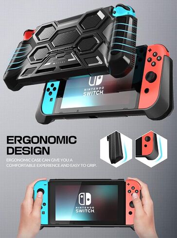 Mumba Protective Case for Nintendo Switch 1 (2017 Release), [Battle Series] [Built-in Kickstand] Heavy Duty Grip Cover for Nintendo Switch Console with Comfort Padded Hand Grips (Black) in Kuwait