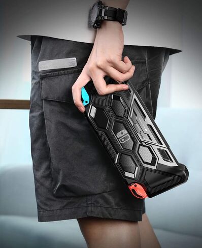 Mumba Protective Case for Nintendo Switch 1 (2017 Release), [Battle Series] [Built-in Kickstand] Heavy Duty Grip Cover for Nintendo Switch Console with Comfort Padded Hand Grips (Black) in Kuwait