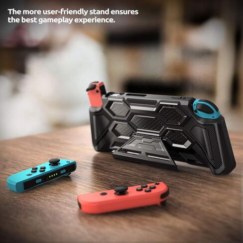 Mumba Protective Case for Nintendo Switch 1 (2017 Release), [Battle Series] [Built-in Kickstand] Heavy Duty Grip Cover for Nintendo Switch Console with Comfort Padded Hand Grips (Black) in Kuwait