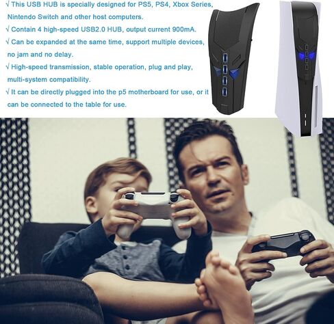 موزع يو إس بي موسع أرفين لجهاز بلاي ستيشن 5، محول توسيع مقسم USB 2.0 عالي السرعة لجهاز بلاي ستيشن 5/4/3/إكس بوكس سلسلة X/S/Xbox One/360/نينتندو سويتش ووحدة التحكم in Kuwait