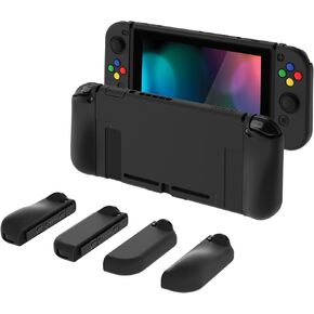 PlayVital AlterGrips Dockable Protective Case Ergonomic Grip Cover for Nintendo Switch, Interchangeable Joycon Cover w/Screen Protector & Thumb Grip Caps & Button Caps - Antique Yellow in Saudi Arabia