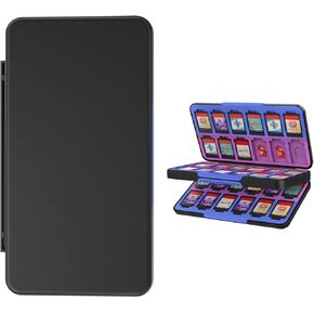 THELIFELICIOUS Switch Game Card Case for Nintendo Switch/Switch OLED/Switch Lite, Gradient Color Lining Games Card Holder with 24 Game Card Slots and 24 Micro SD Memory Card Slots.
