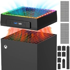 Cooling Fan for Xbox Series X Console with Colorful Light Strip,Dust Cover,Rubber Dust Plugs,12 inch Adjustable Speed Low Noise Top Fan with RGB LED Lights,2 USB Port & Touch Switch in Saudi Arabia