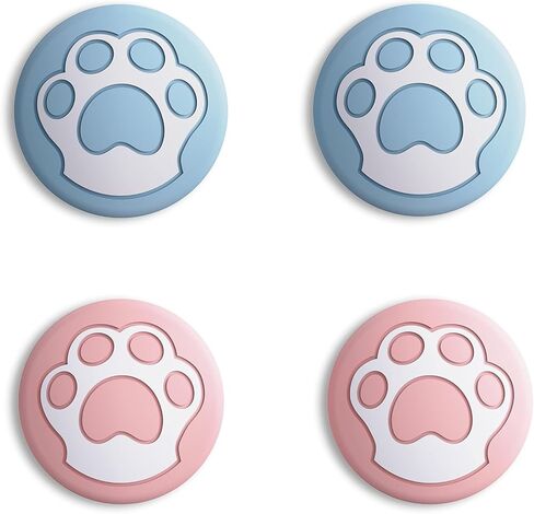 قبعات قبضة الإبهام اللطيفة من PlayVital Cat Paw اللطيفة، قبعات عصا التحكم باللون الأزرق السماوي والأحمر الفاتح لجهاز Nintendo Switch Lite، غطاء تناظري من السيليكون مقابض عصا التحكم لمفتاح OLED Joycon in Saudi Arabia