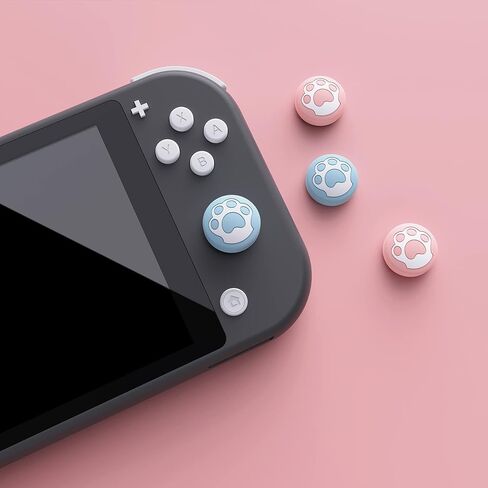 قبعات قبضة الإبهام اللطيفة من PlayVital Cat Paw اللطيفة، قبعات عصا التحكم باللون الأزرق السماوي والأحمر الفاتح لجهاز Nintendo Switch Lite، غطاء تناظري من السيليكون مقابض عصا التحكم لمفتاح OLED Joycon in Saudi Arabia
