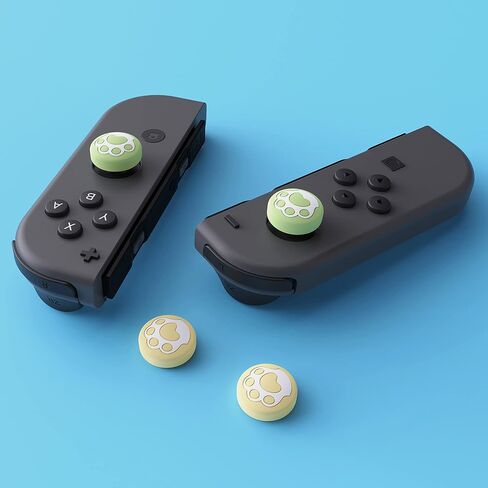 eXtremeRate PlayVital Cat Paw Cute Switch Thumb Grip Caps, Heaven Blue & Pale Red Joystick Caps for Nintendo Switch Lite, Silicone Analog Cover Thumbstick Grips for OLED Joycon in Kuwait