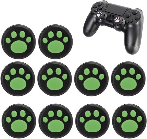 10-Piece Thumb Grip Replacement - Cute Black Cat Claw Design Soft Silicone Analog Stick Thumb Cover - Joystick Compatible with Lite in Kuwait