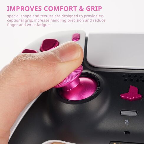 Avericht Metal ABXY buttons Dpad Thumbsticks for PS5 Controller, Metal Aluminum Bullet Buttons & Dpad & Analog stick Replacement Kit for PS5 Controller (Pink) in Saudi Arabia