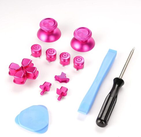 Avericht Metal ABXY buttons Dpad Thumbsticks for PS5 Controller, Metal Aluminum Bullet Buttons & Dpad & Analog stick Replacement Kit for PS5 Controller (Pink) in Saudi Arabia