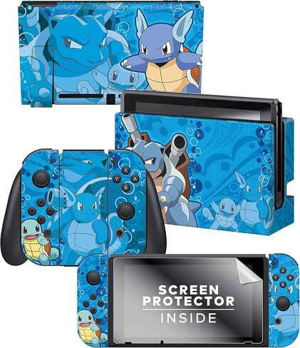 Controller Gear Nintendo Switch Skin & Screen Protector Set - Pokemon - Squirtle Evolutions Set 1 - Nintendo Switch in Saudi Arabia