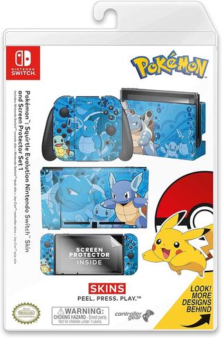 Controller Gear Nintendo Switch Skin & Screen Protector Set - Pokemon - Squirtle Evolutions Set 1 - Nintendo Switch in Saudi Arabia