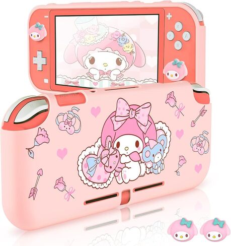 DLseego Little Naughty Rabbit Switch Lite حافظة واقية لطيفة من مادة TPU بغطاء ناعم ممتص للصدمات ومضاد للخدش مع قطعتين من مقابض الإبهام الجميلة على شكل أرنب الشيطان لإصدار Switch 2019 - أرجواني in Kuwait