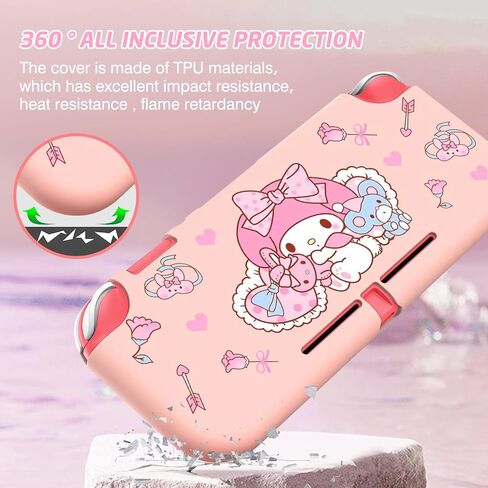 DLseego Little Naughty Rabbit Switch Lite حافظة واقية لطيفة من مادة TPU بغطاء ناعم ممتص للصدمات ومضاد للخدش مع قطعتين من مقابض الإبهام الجميلة على شكل أرنب الشيطان لإصدار Switch 2019 - أرجواني in Kuwait