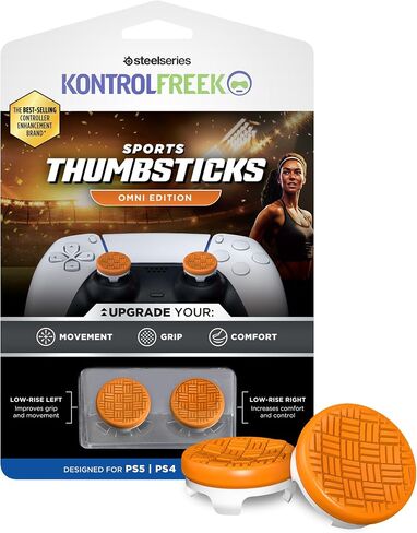 KontrolFreek Omni for PlayStation 5 (PS5) and PlayStation 4 (PS4) | Performance Thumbsticks | 2 Low-Rise Concave | Orange/White in Saudi Arabia