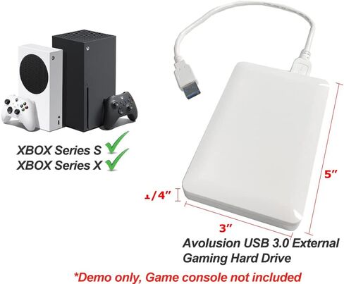 محرك أقراص صلبة خارجي محمول سعة 500 جيجابايت USB 3.0 من Avolusion (لجهاز إكس بوكس ون إكس إكس إكس بوكس وS وسلسلة إكس إكس بوكس إكس بوكس مُشَكَّرة مسبقًا) أبيض - ضمان لمدة عامين in Saudi Arabia