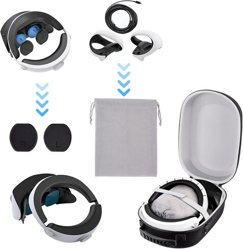 DDgro Hard Carrying Case for PlayStation VR2 Gaming Headset & Touch Controllers, PS VR2 Accessories Storage Bag with Lens Cover, Mesh Pocket and Shoulder Strap (Classic Black) in Kuwait