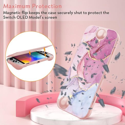 Fintie Flip Case for Nintendo Switch OLED Model - [Screen Safe] Slim Protective Soft TPU Shell with Magnetically Detachable Front Cover & Ergonomic Grip for Switch OLED Model 2021 (Dont Touch) in Kuwait