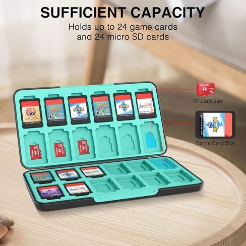 THELIFELICIOUS Switch Game Card Case for Nintendo Switch/Switch OLED/Switch Lite, Gradient Color Lining Games Card Holder with 24 Game Card Slots and 24 Micro SD Memory Card Slots. in Kuwait