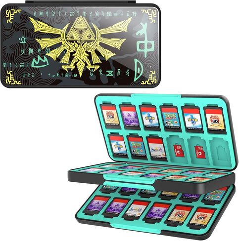 THELIFELICIOUS Switch Game Card Case for Nintendo Switch/Switch OLED/Switch Lite, Gradient Color Lining Games Card Holder with 24 Game Card Slots and 24 Micro SD Memory Card Slots. in Kuwait