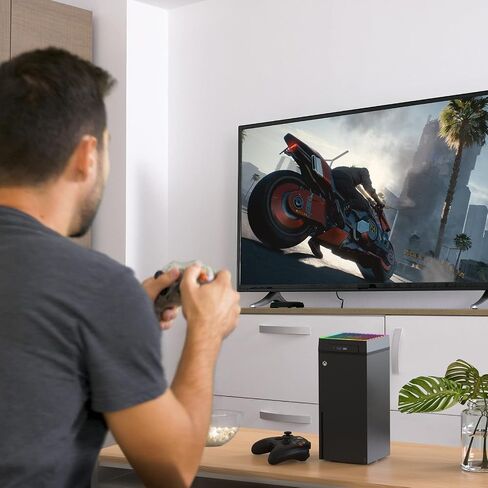 مروحة تبريد لوحدة تحكم Xbox Series X مع شريط اضاءة ملون وغطاء غبار وسدادات غبار مطاطية 12 انش سرعة قابلة للتعديل منخفضة الضوضاء مع اضواء LED RGB ومنفذي USB ومفتاح لمس in Saudi Arabia