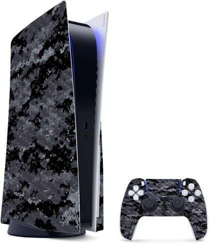 MIGHTY SKINS MightySkins غلاف من ألياف الكربون متوافق مع حزمة PS5 / Playstation 5 - رمادي مموه | لمسة نهائية واقية ومتينة من ألياف الكربون | سهل التطبيق | صنع في الولايات المتحدة الأمريكية in Kuwait