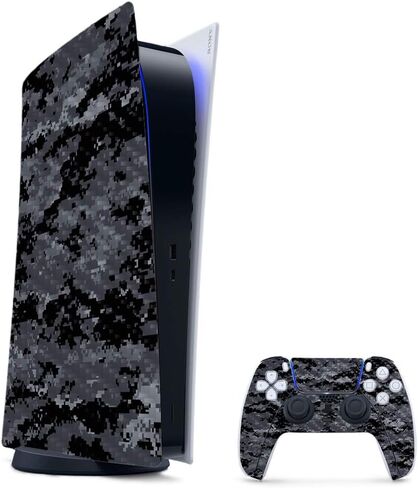 MIGHTY SKINS MightySkins غلاف من ألياف الكربون متوافق مع حزمة PS5 / Playstation 5 - رمادي مموه | لمسة نهائية واقية ومتينة من ألياف الكربون | سهل التطبيق | صنع في الولايات المتحدة الأمريكية in Kuwait