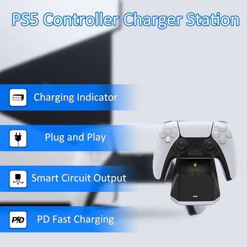 VBESTLIFE for PS5 Controller Charger, for PS5 Charger USB C Charging Dock Station with LED Light Indicator, Charging Dock, Charging Station for PS5 Controller in Saudi Arabia