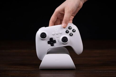 وحدة تحكم بلوتوث 8Bitdo Ultimate مع قاعدة شحن، وحدة تحكم لاسلكية احترافية مع عصا التحكم المستشعرة لتأثير القاعة، متوافقة مع المفتاح والنوافذ وسطح البخار (أبيض) in Saudi Arabia
